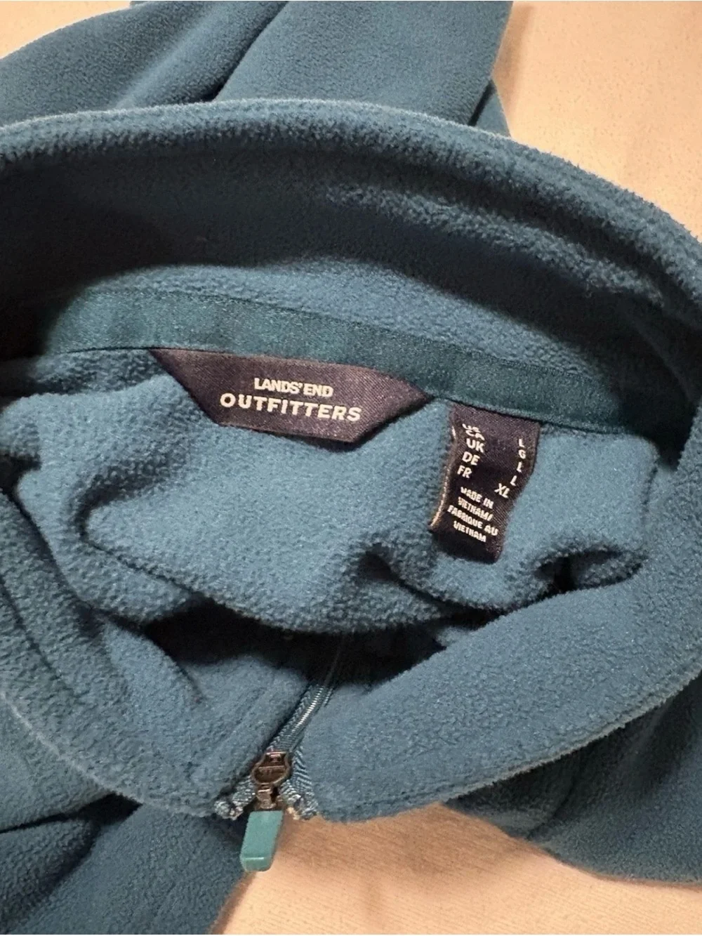 Men's Teal Quarter-Zip Fleece Pullover Sweater Lands End Size Large